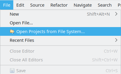 Eclipse CDT Open Projects from File System