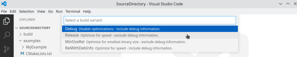 Visual Studio Code - Change build variant